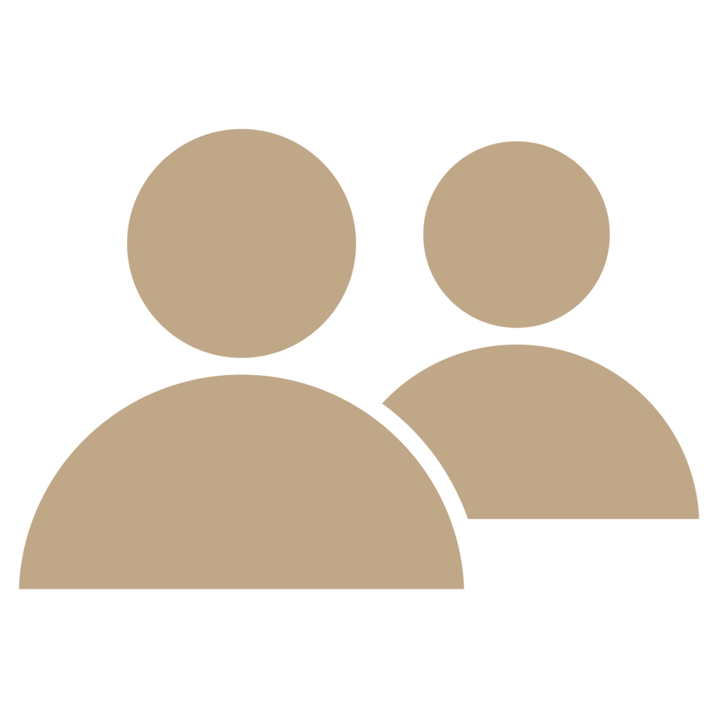 Two beige user icons on a transparent background.